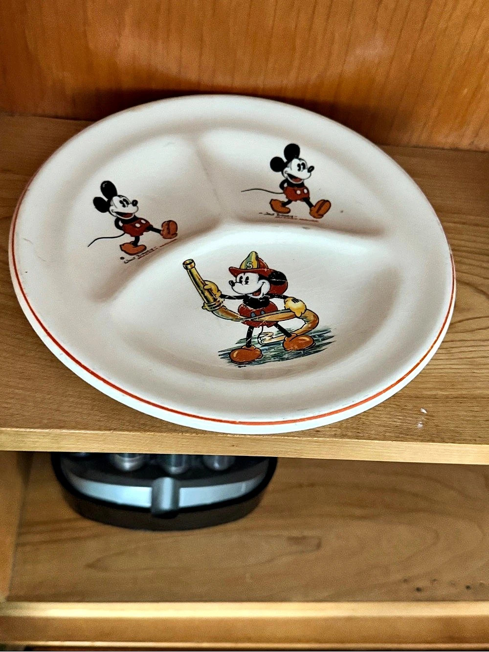 Disney Mickey Mouse Fireman Divided Child's Plate - Near perfect condition